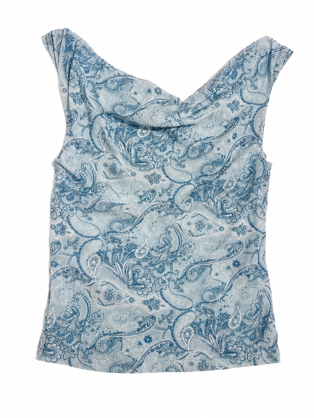 Pink Rose Blue Paisley Cowl Neck Sleeveless Top Size Small NWOT Boho Chic